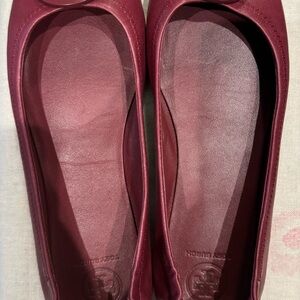 Tory Burch Minnie Travel Ballet With Logo soft burgundy nappa leather Size 7,5W